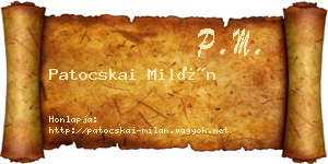 Patocskai Milán névjegykártya